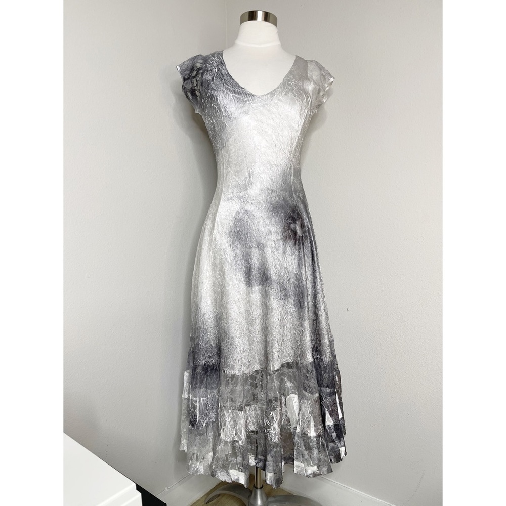 Komarov Charmeuse & Chiffon Tiered midi dress S